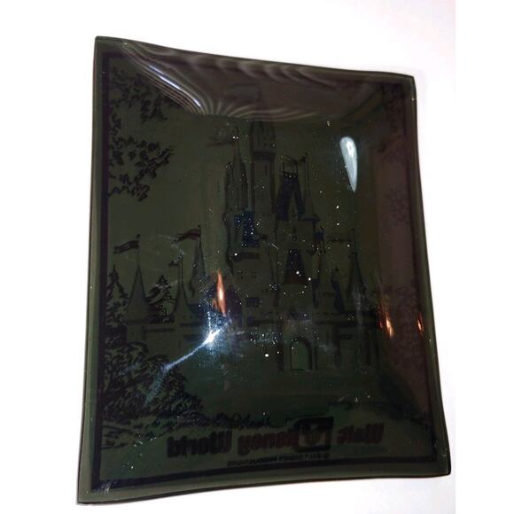 Walt Disney World Souvenir Smoke Glass Dish Vtg 70's CINDERELLA CASTLE Ash Tray - Picture 4 of 4